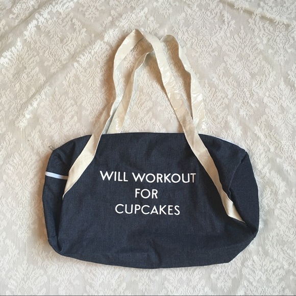 PRIVATE PARTY Handbags - Private party "Will workout for cupcake" denim bag